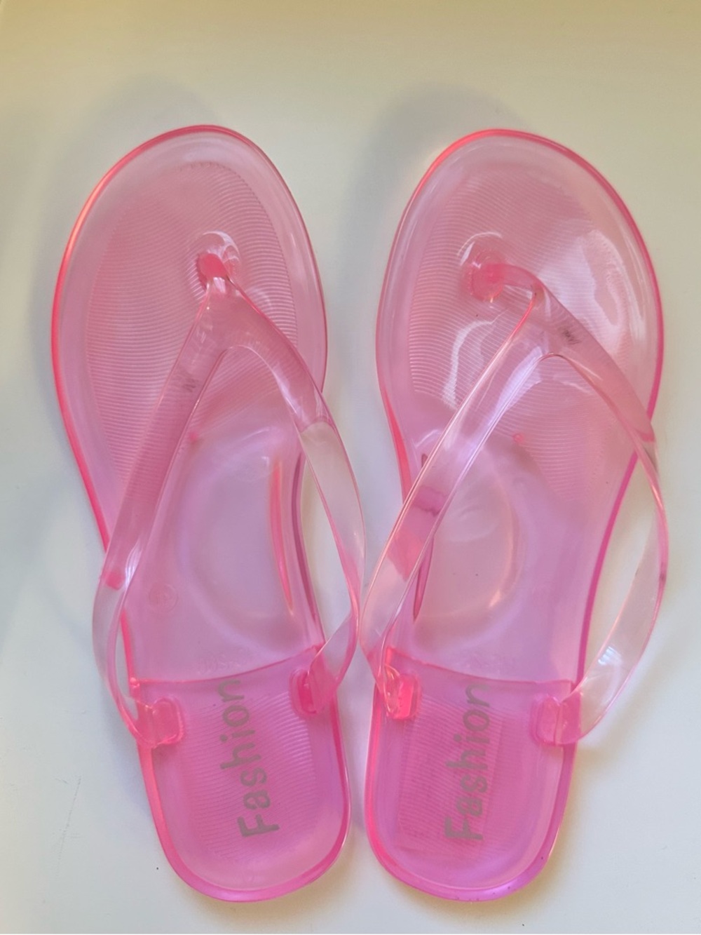 NWOT Pink Transparent Jelly Flip Flop Sandals US 7 8 Y2K Beach